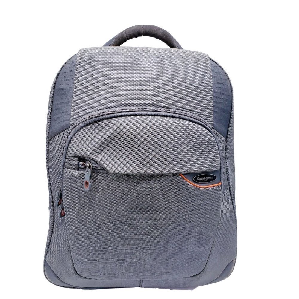 Samsonite Pro‐DLX Travel Gray Bag Backpack w/ Leather Bottom